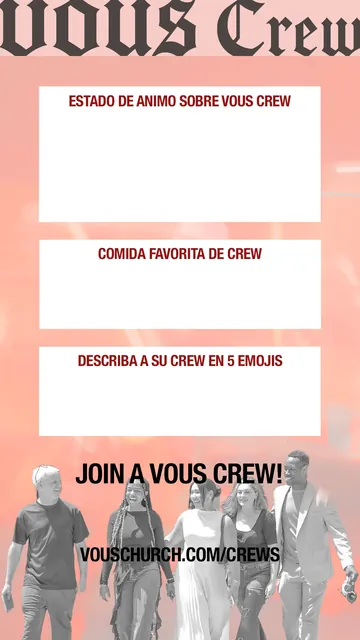VOUS Crew story template: your mood, favorite food and your Crew in five emojis (Spanish)