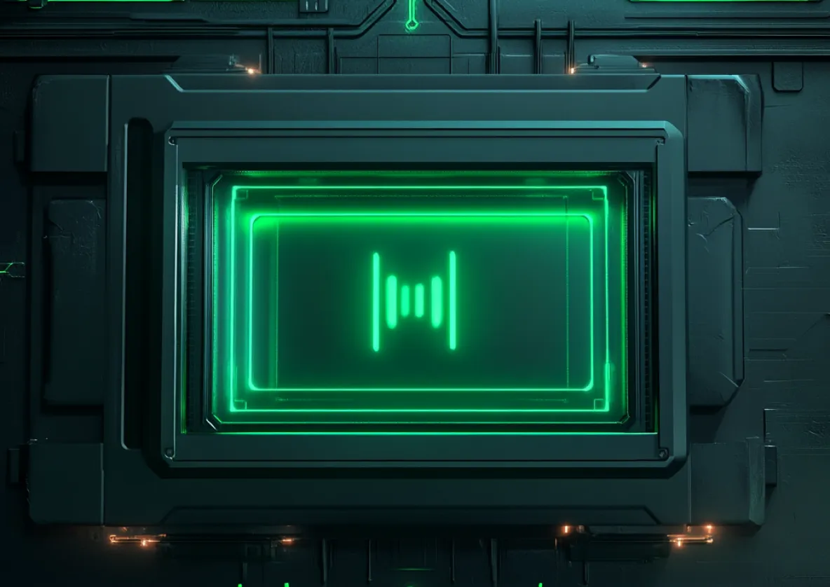 Green illuminated battery graphic.