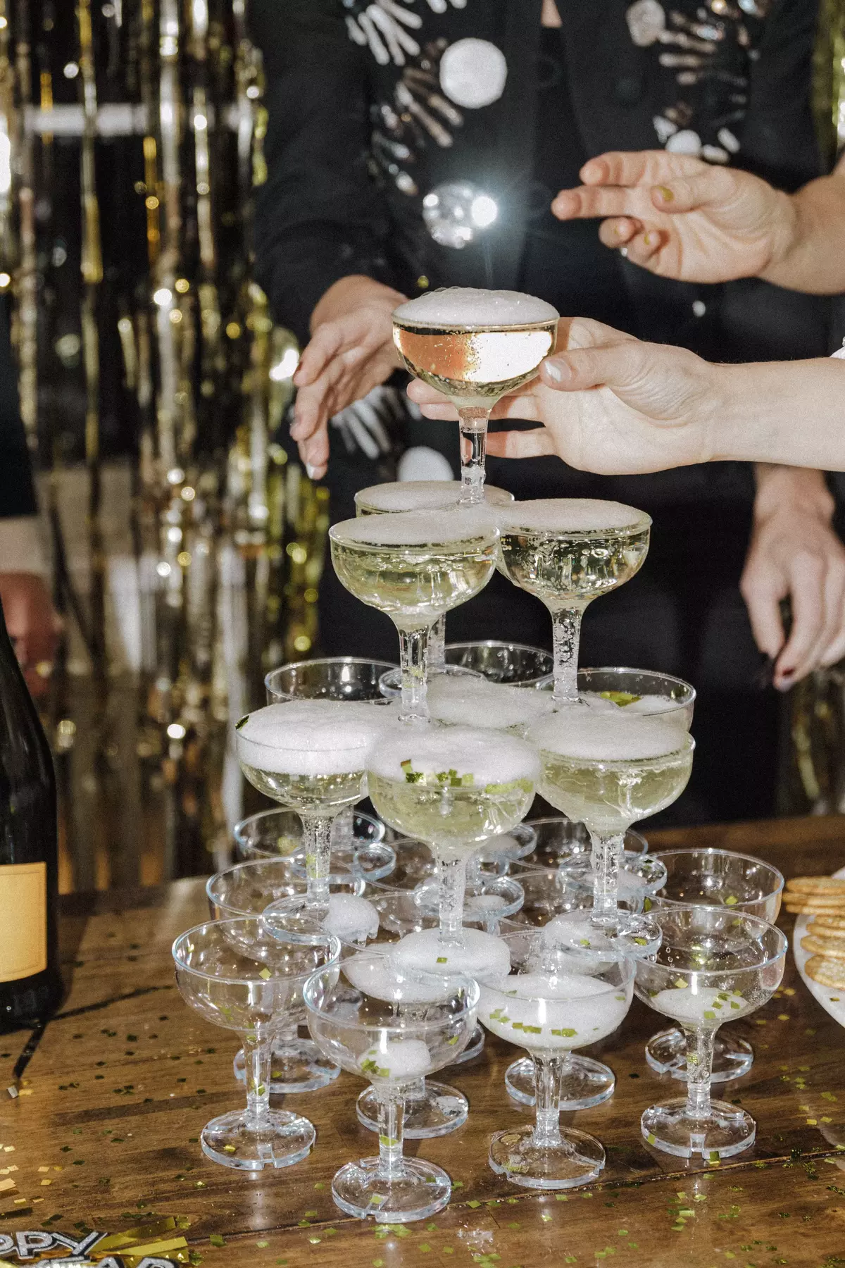 how to set up a champagne tower