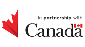 Red maple leaf logo with text "In partnership with Canada" featuring small Canadian flag.
