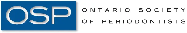 Logo with "OSP" in bold white letters on a blue rectangle, and "Ontario Society of Periodontists" beside it.