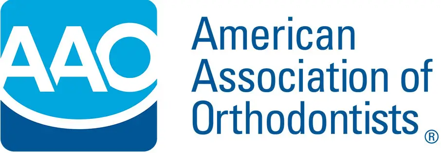 Logo of the American Association of Orthodontists, featuring the acronym "AAO" in a blue design.