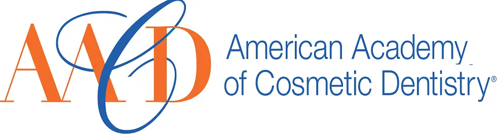 Logo of the American Academy of Cosmetic Dentistry with large orange and blue letters "AACD."