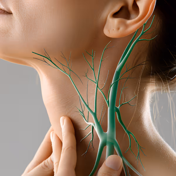  Illustration showing the lymphatic system in the neck and jaw area