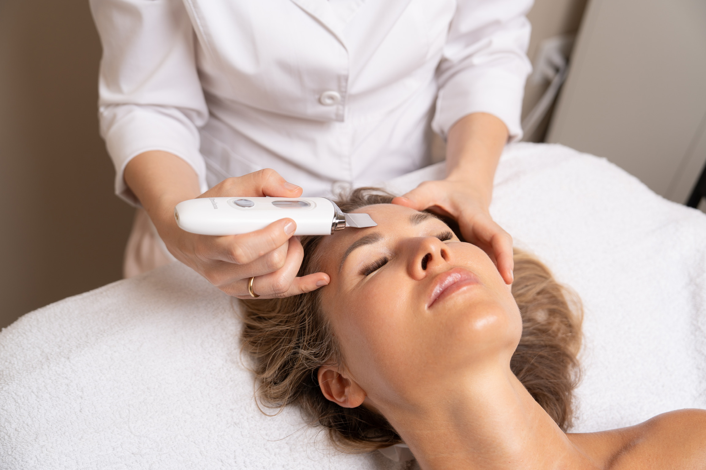 Advanced facial skincare treatment in progress