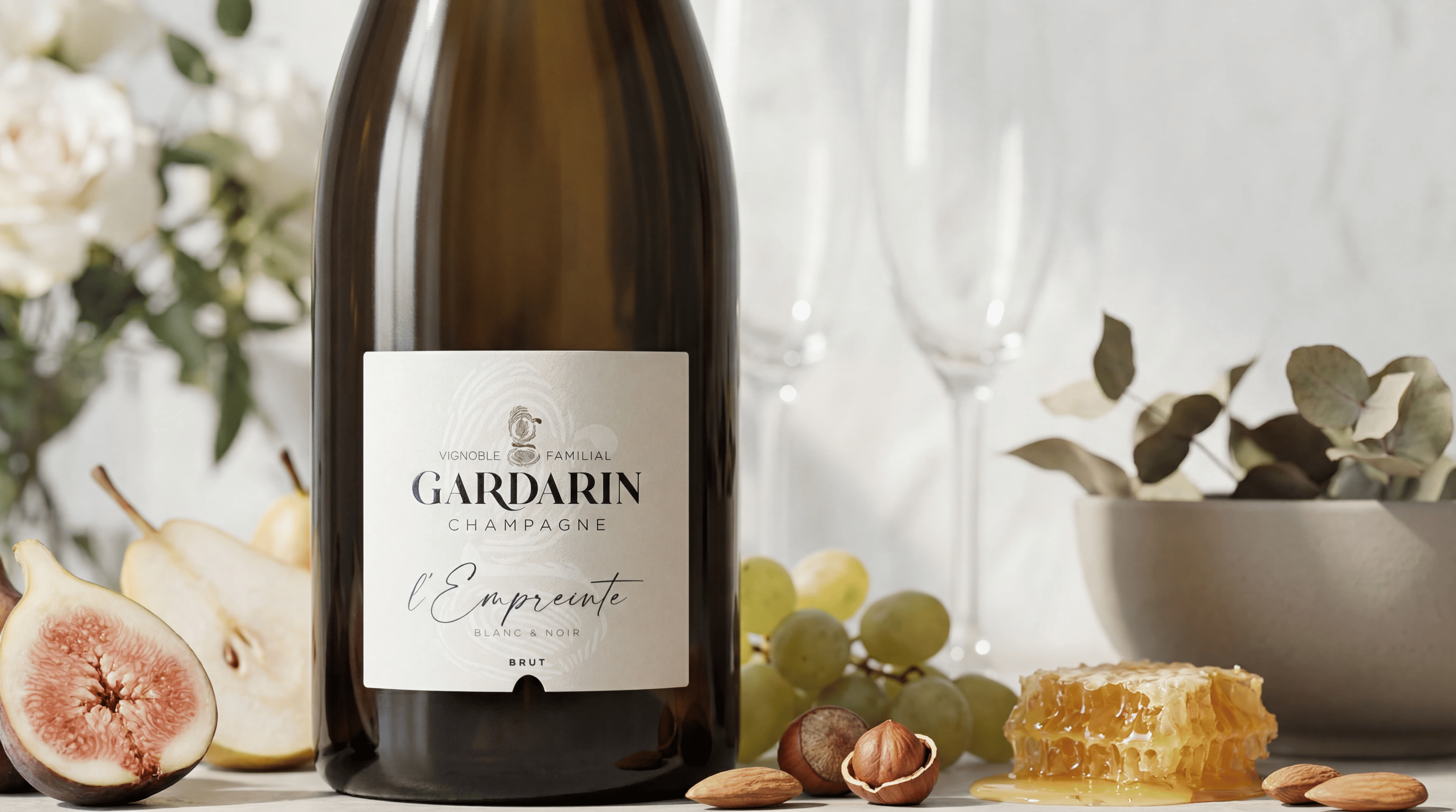 bouteille champagne blanc& noir 