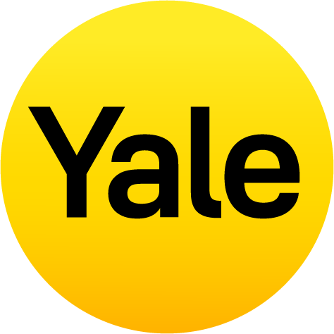Yale text in bold black letters on a yellow circular background.
