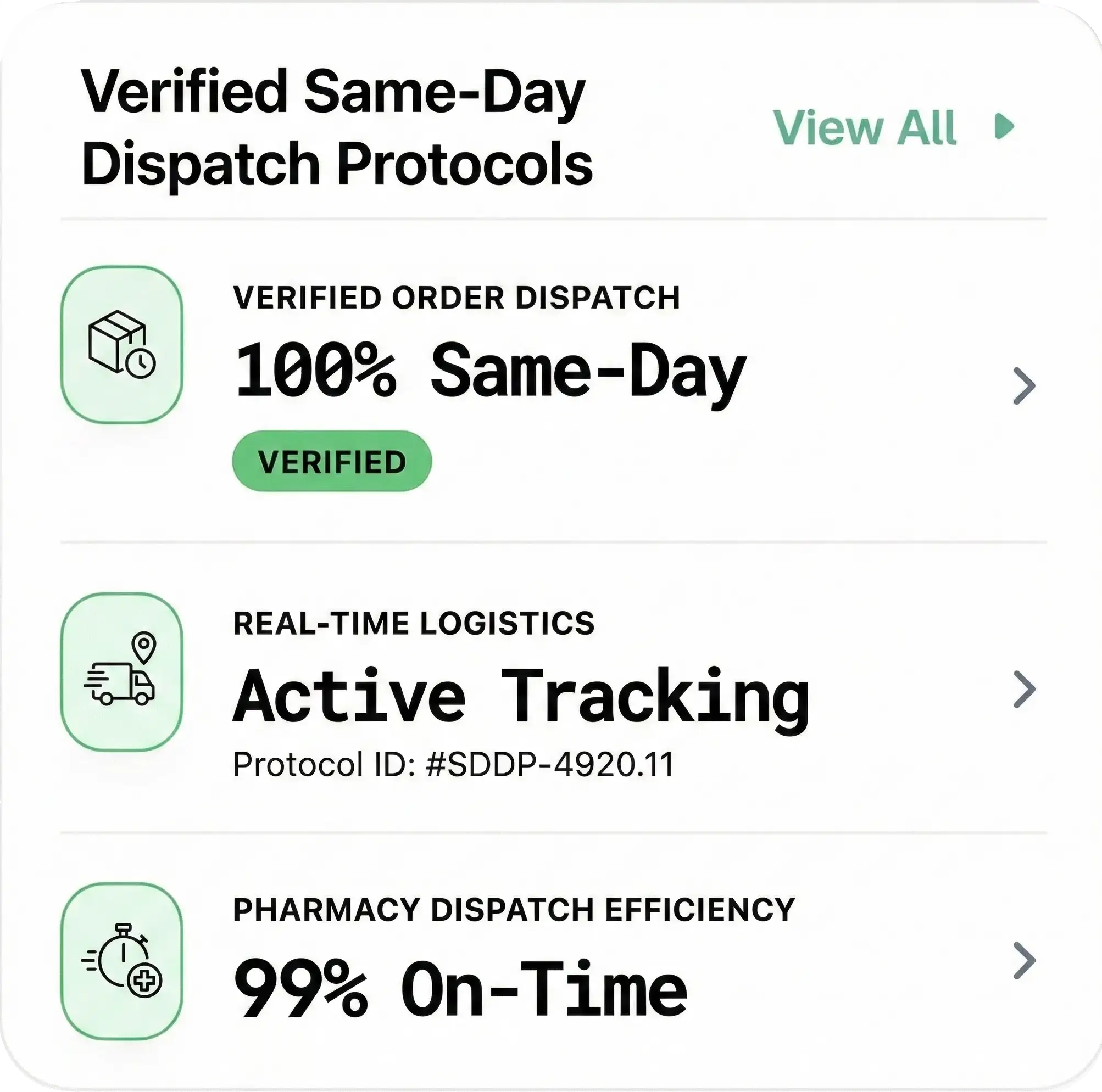Logistics tracking icon symbolizing verified same-day dispatch protocols.