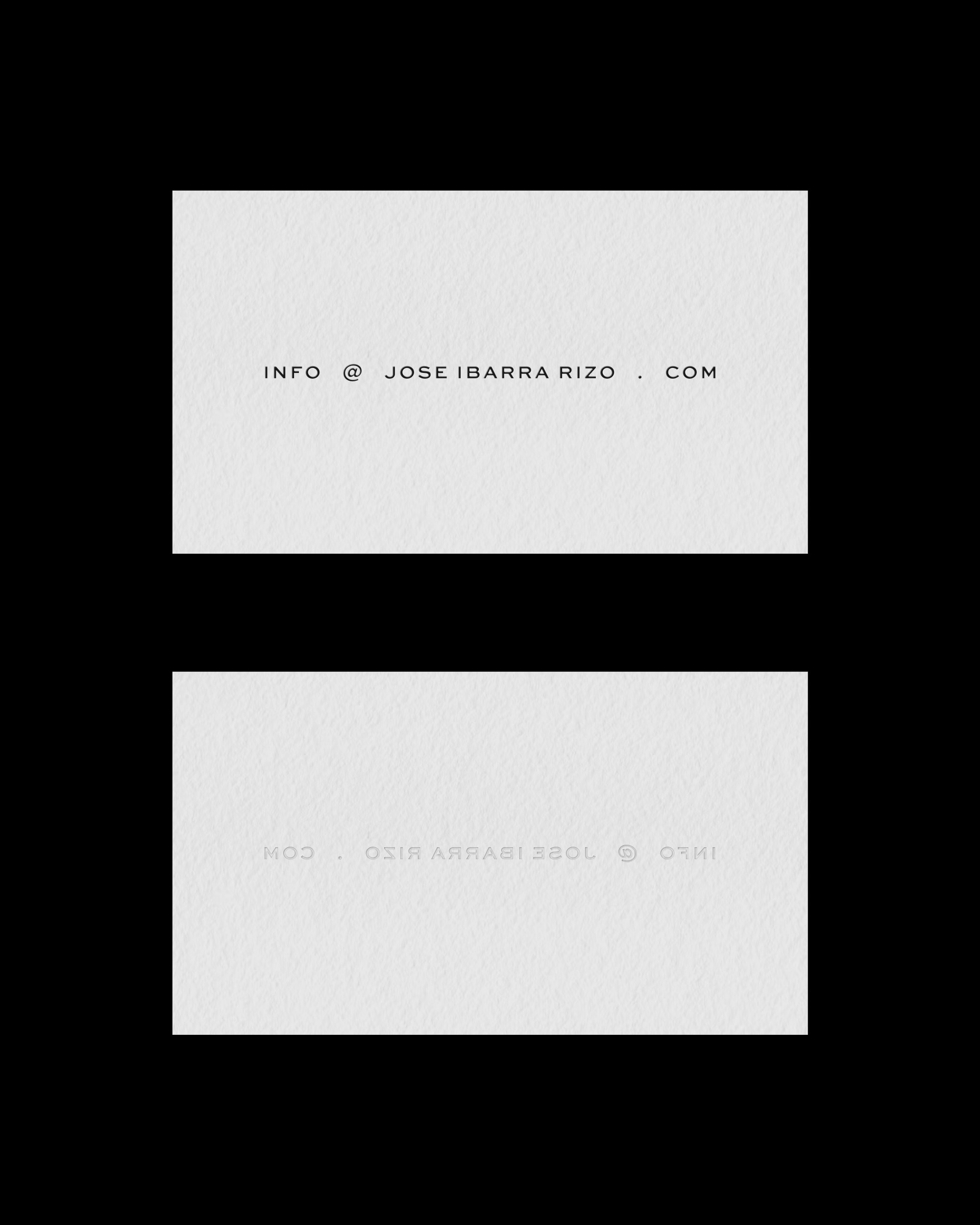 White business card with black text displaying info@joseibbarraizo.com email address.