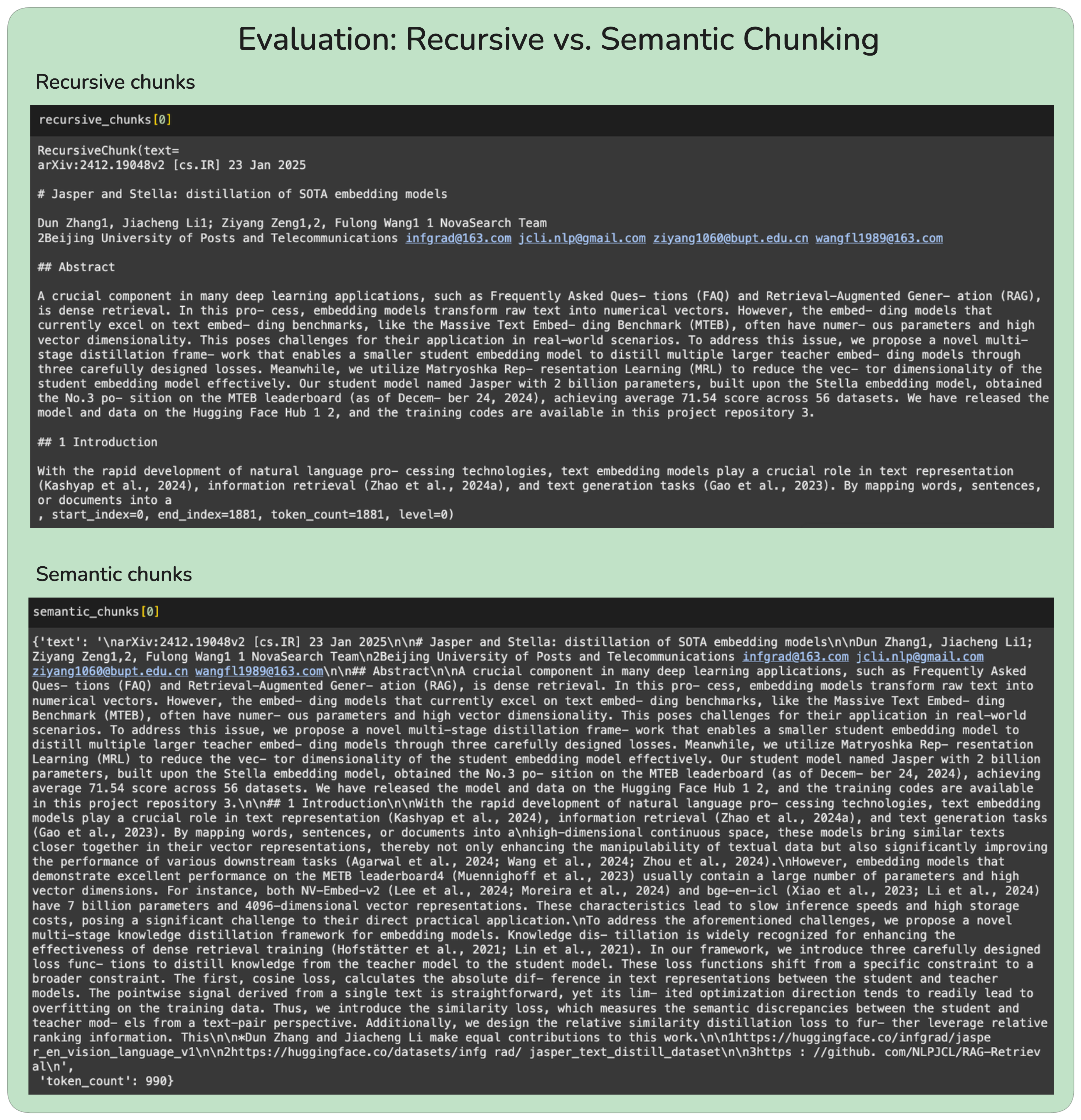 Quality comparison between chunks created by Recursive Chunking and Semantic Chunking