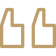 Stylized golden quotation marks symbol on a white background.
