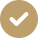 Blue square icon with a brown check mark inside a white circle