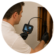 man using professional indoor air quality testing equipment