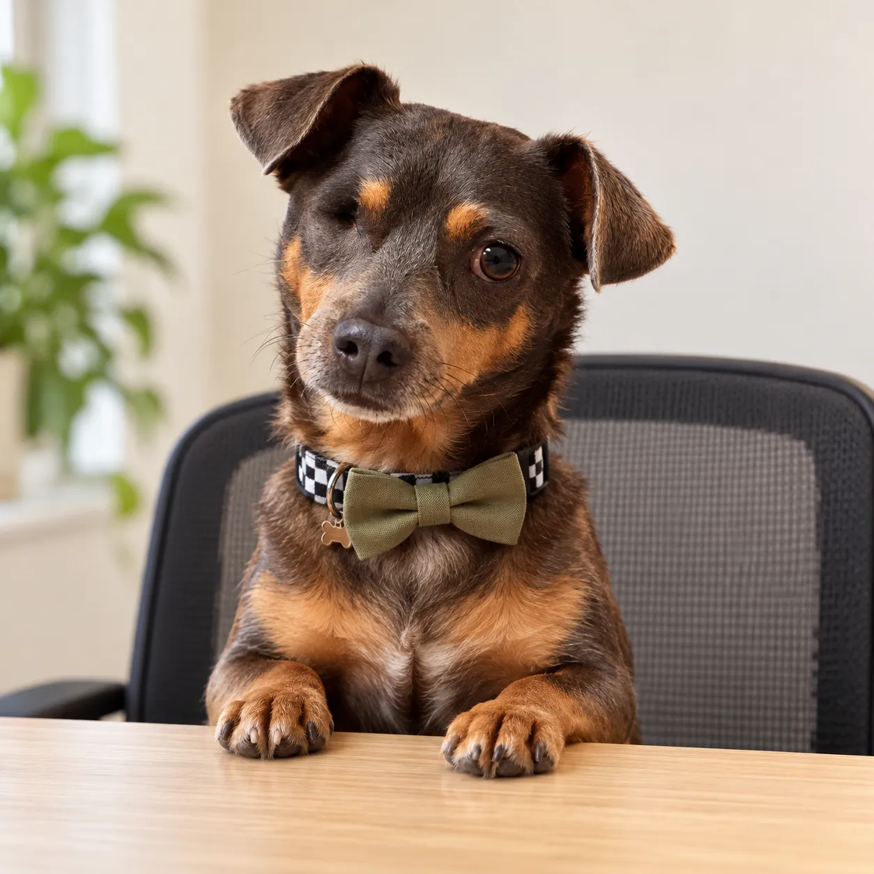 Barry Manilow wearing a bow tie at his desk