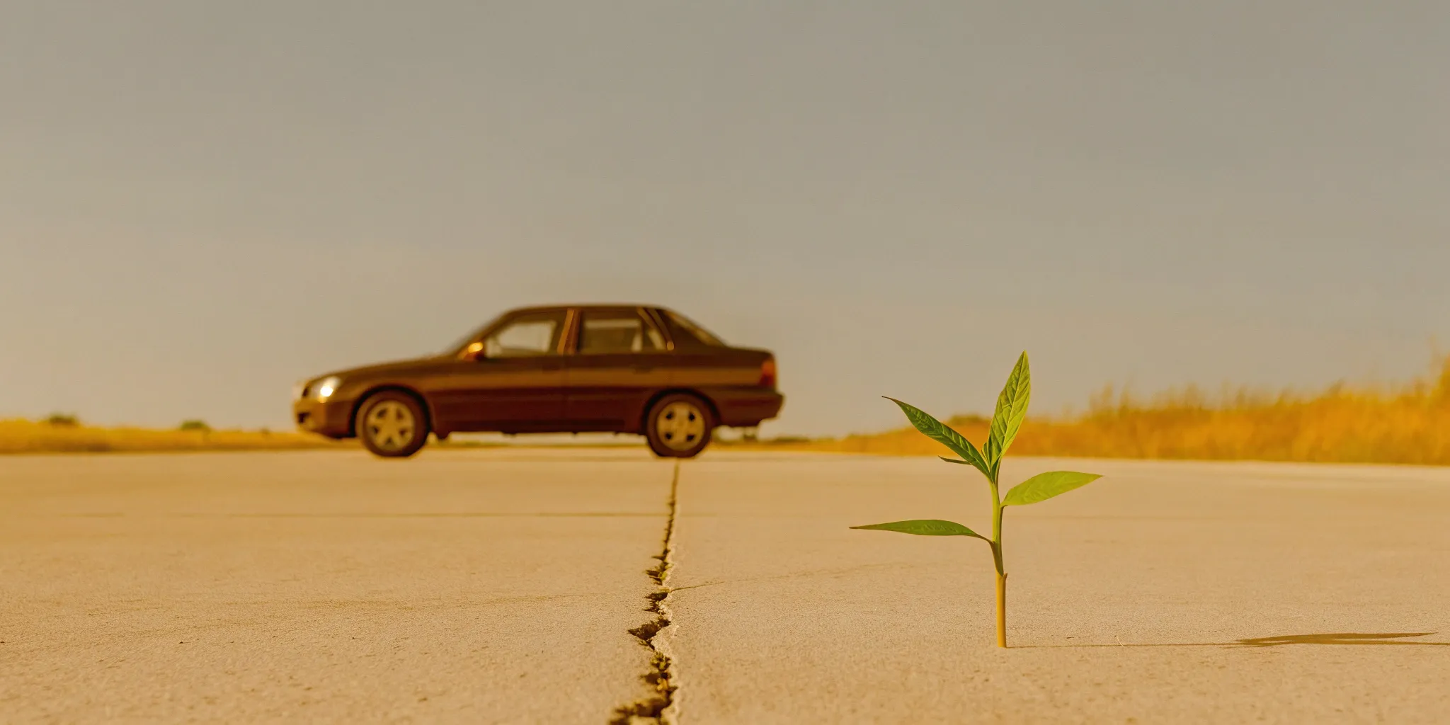 A plant growing from cracked pavement, representing the average car accident settlement in Georgia.