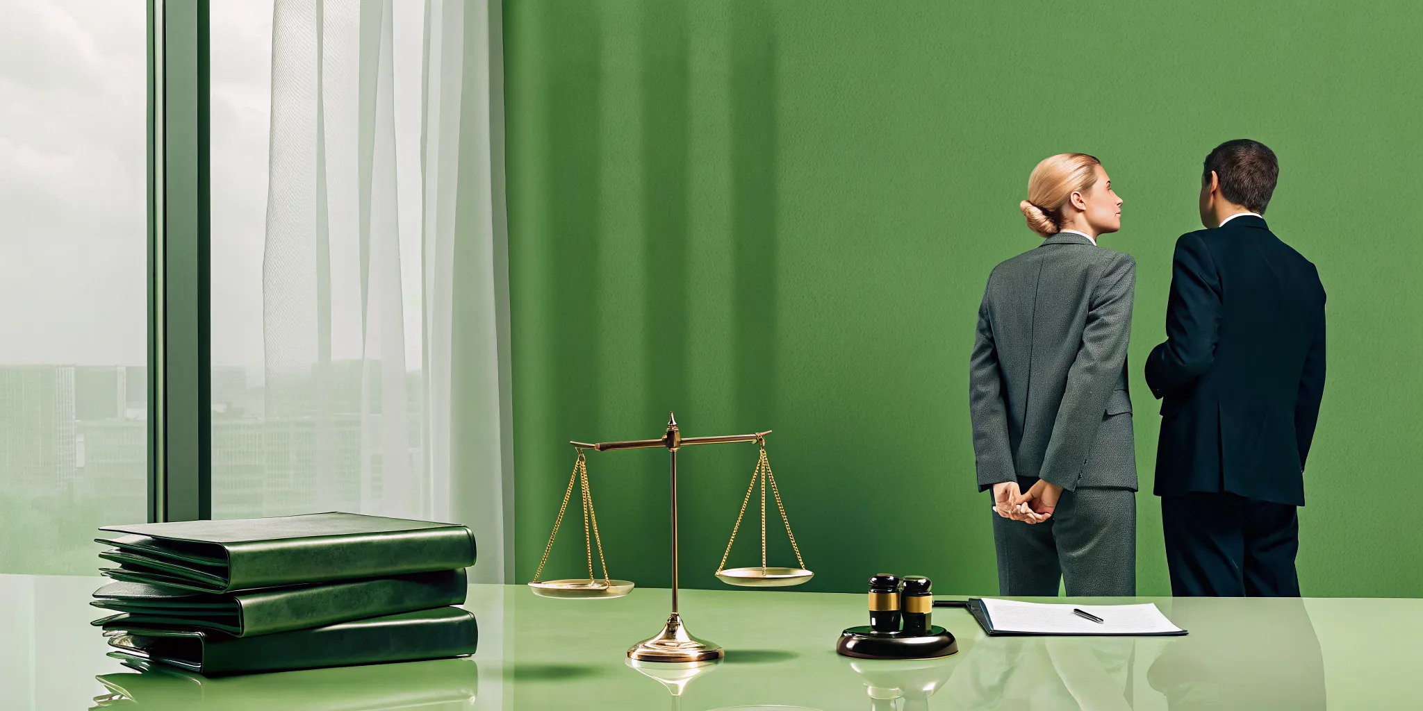 Lawyers discuss a car accident compensation claim with legal documents.