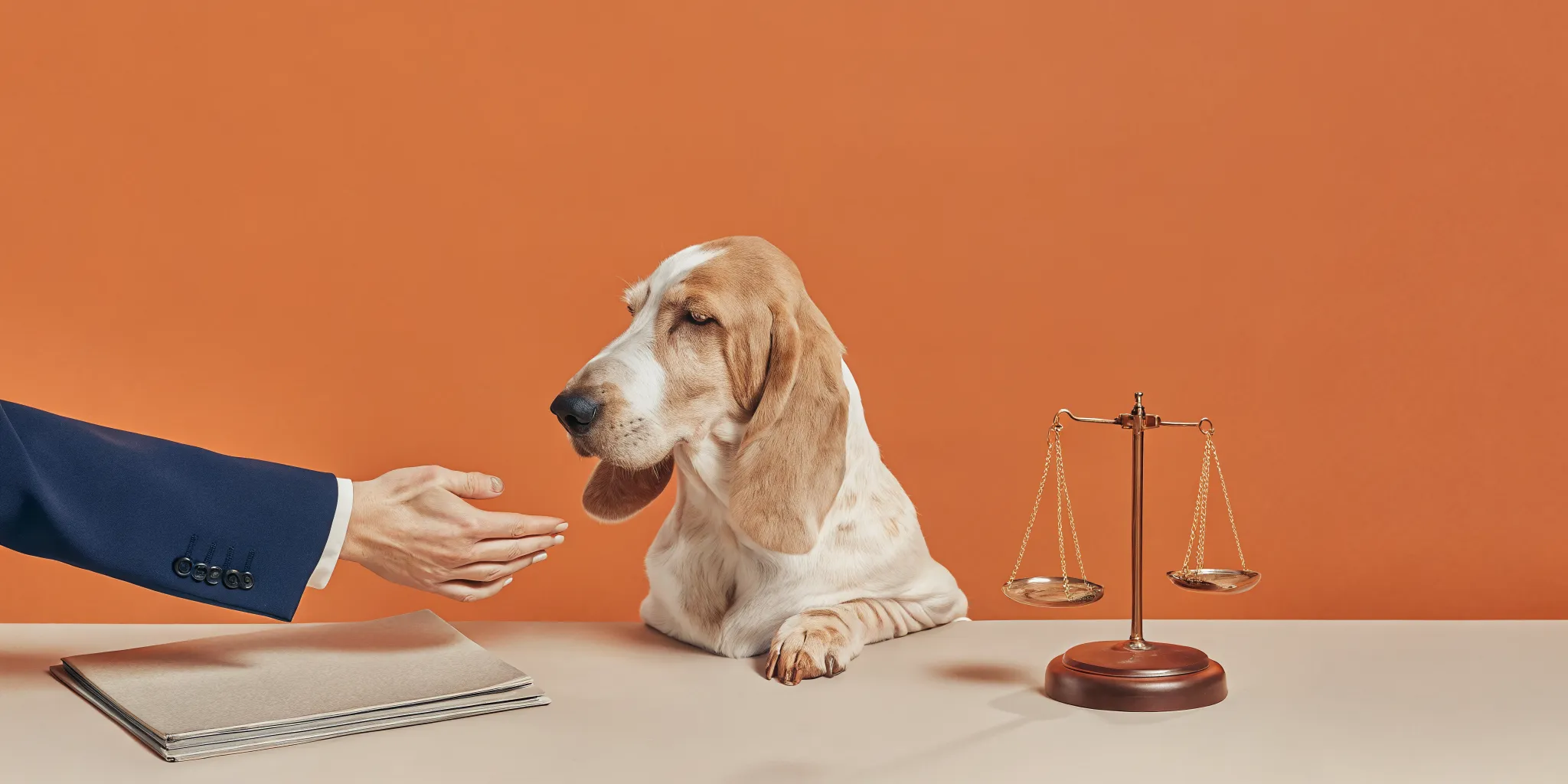 Best dog bite attorney with a dog and scales of justice.