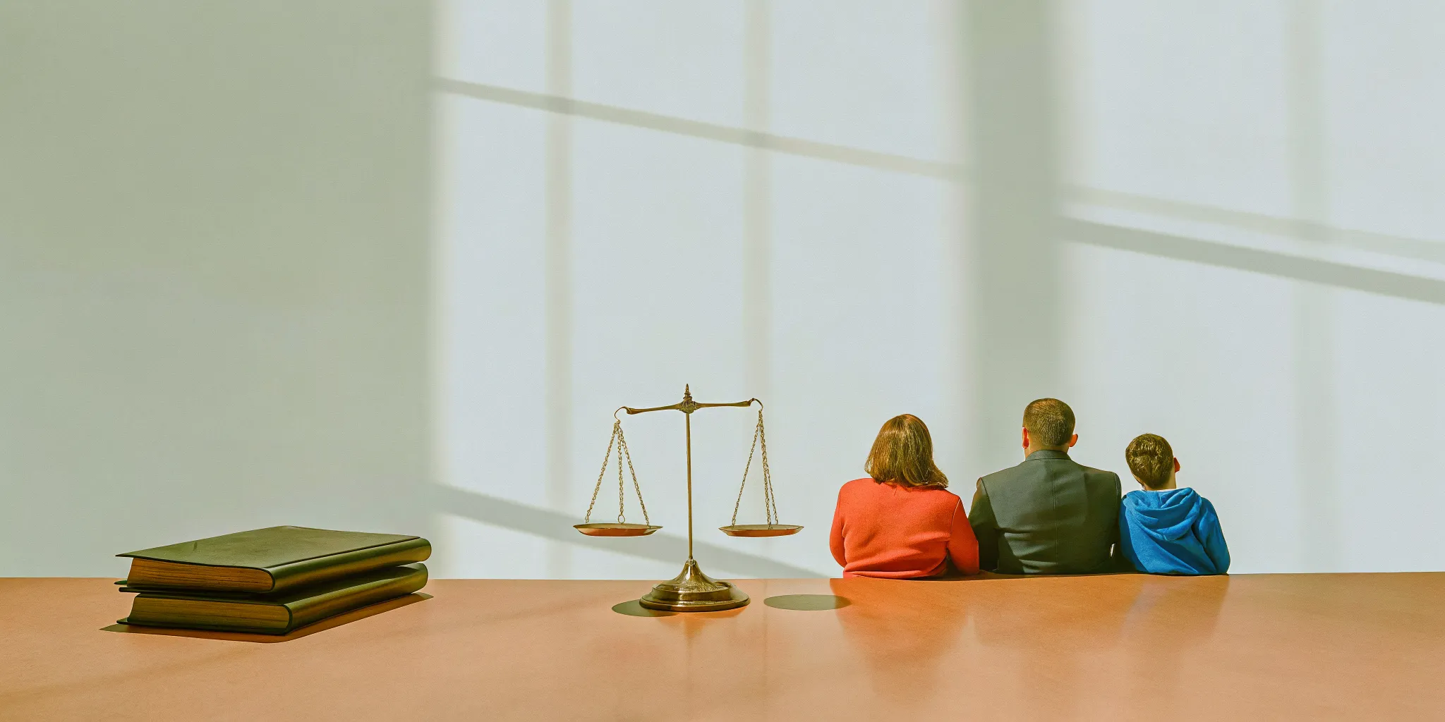 A family with justice scales and law books asks who can bring a wrongful death claim.