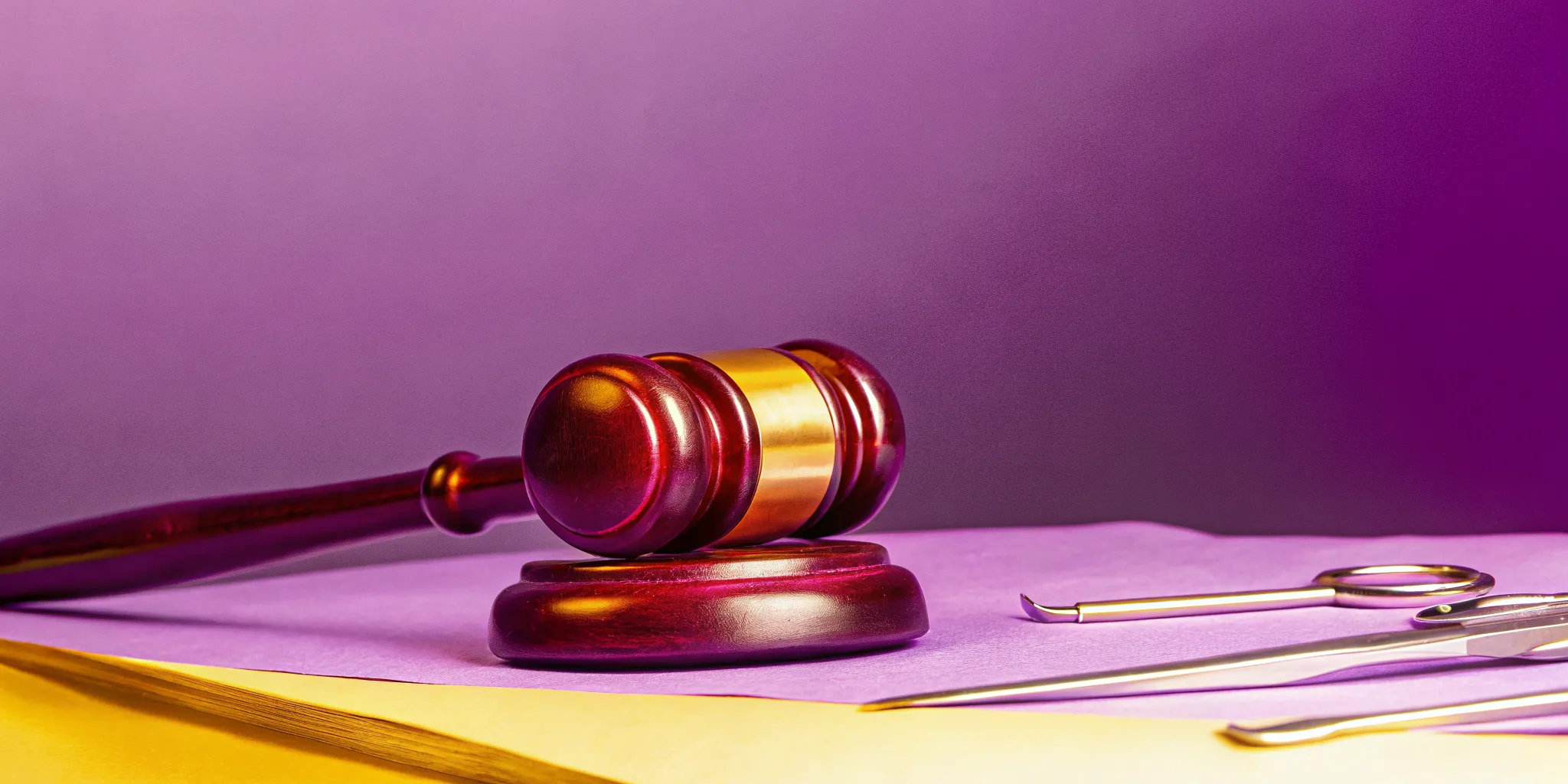 Gavel on hospital documents representing surgical error malpractice law