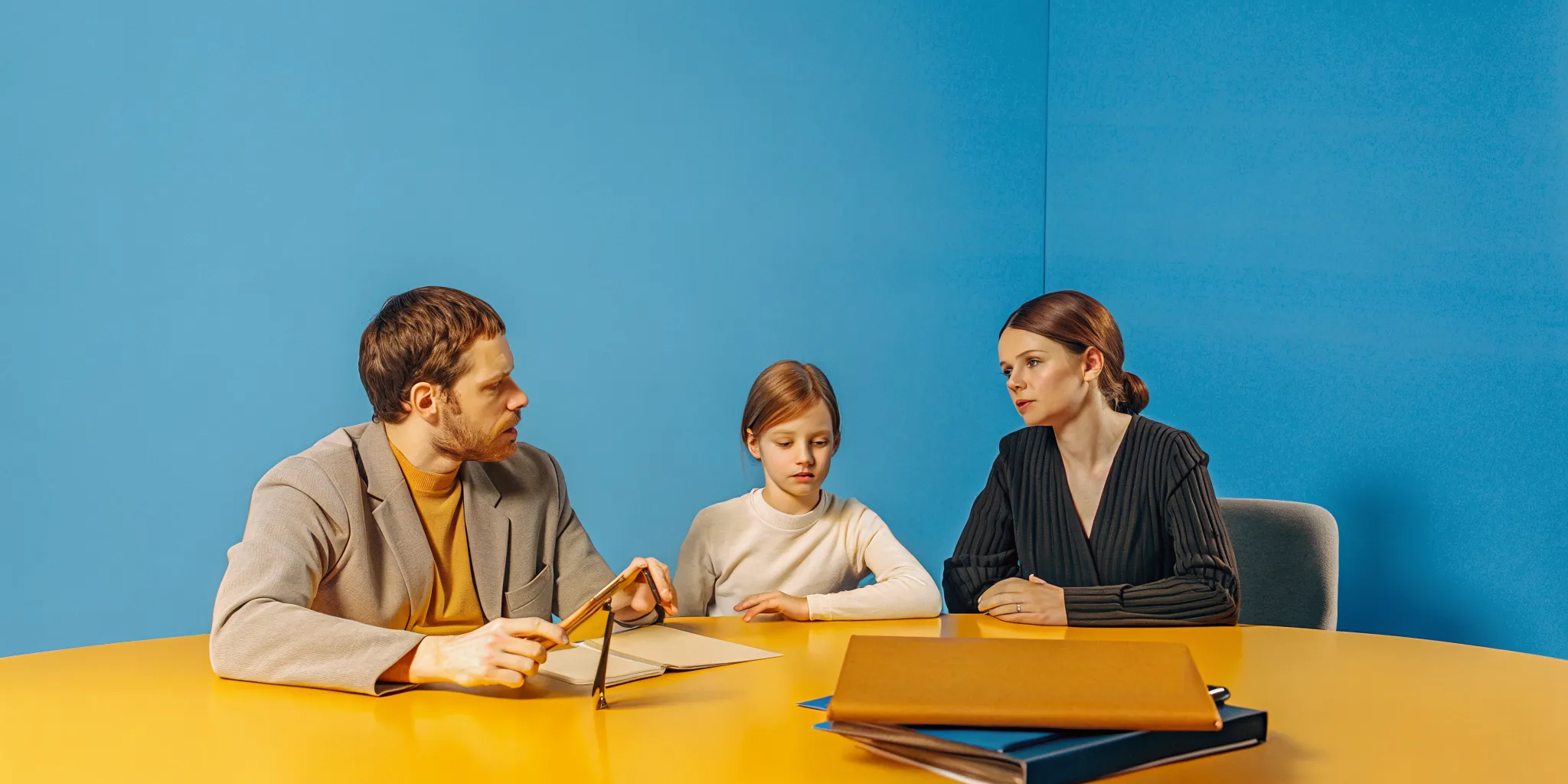 A lawyer discussing a personal injury claim with a family in a Savannah conference room