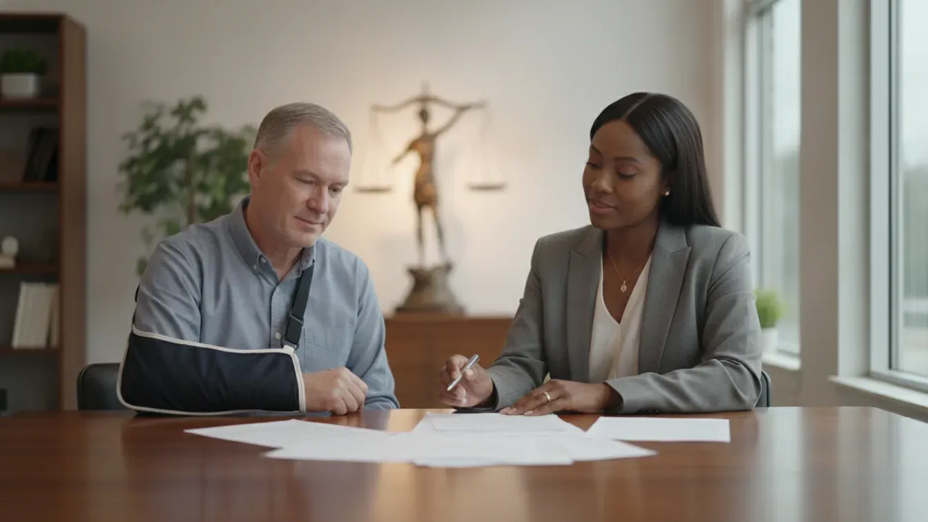 Savannah personal injury attorney reviewing damages evidence with an injured client