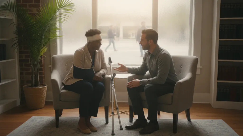 Savannah visitor discussing a premises injury with a personal injury attorney