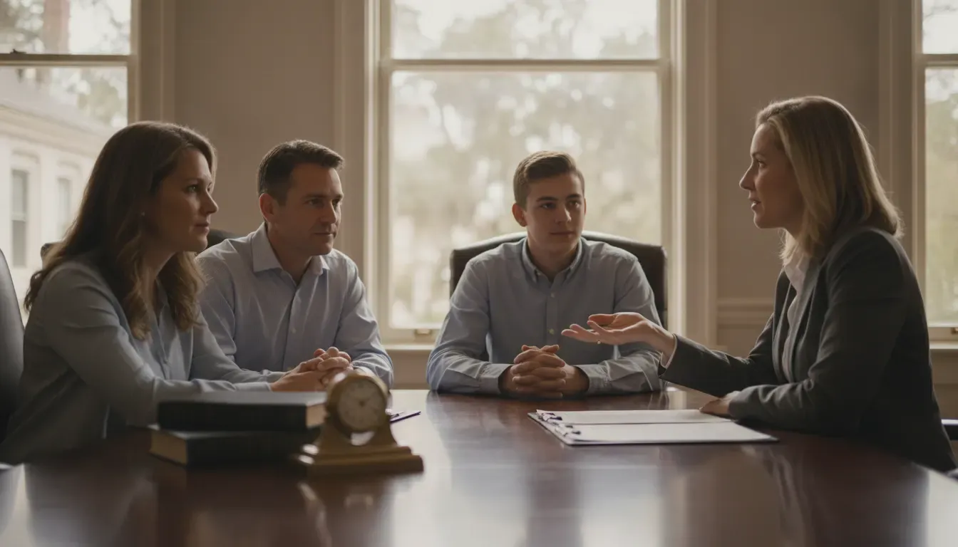 Savannah family discussing a personal injury claim with an attorney