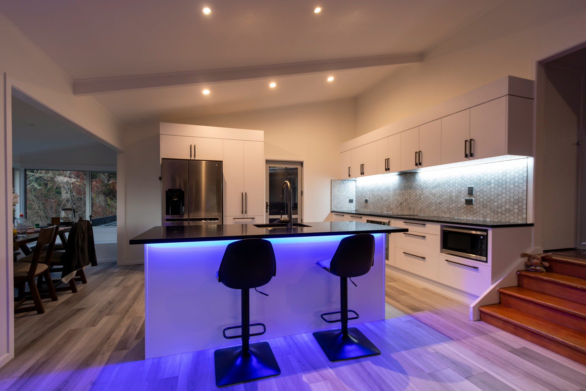 kitchen with led lights