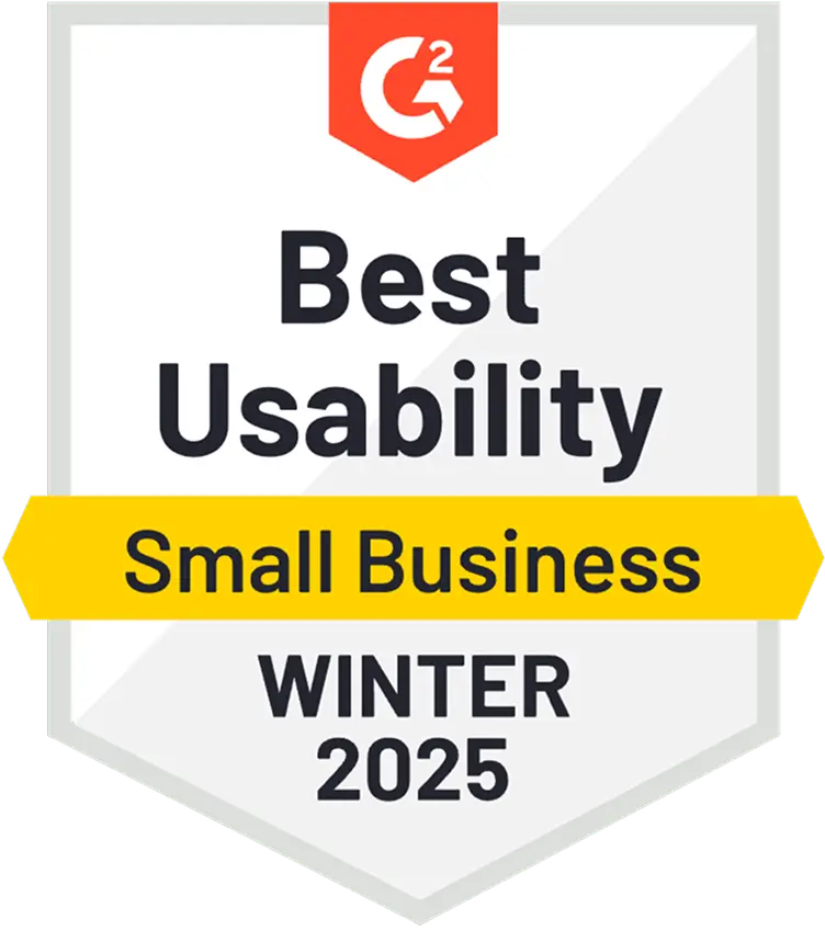 G2 Award -  Best Usability - Winter 2025