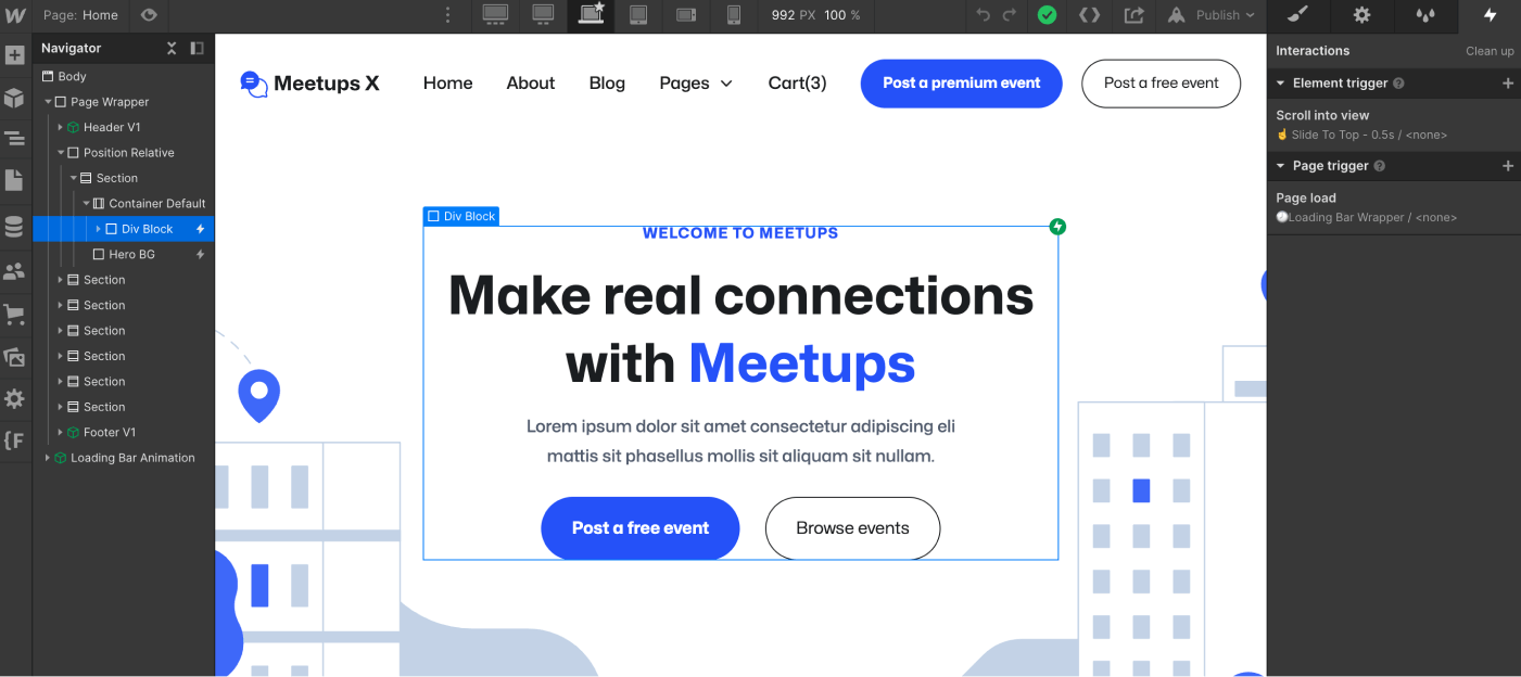 Animations - Meetups X Webflow Template