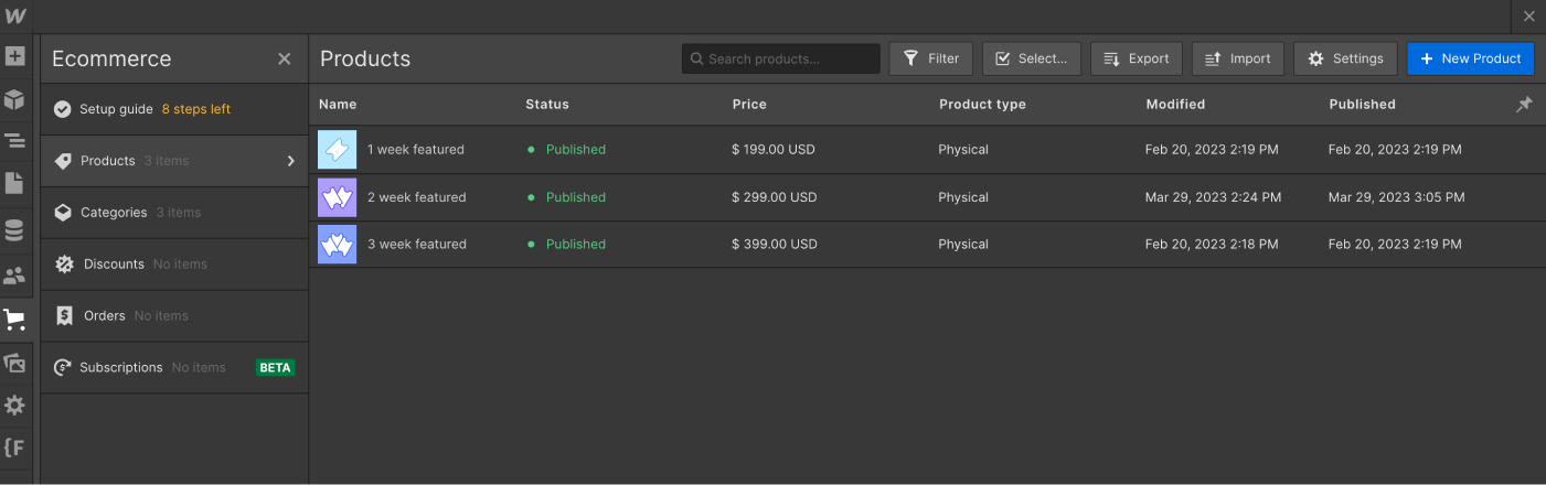 Ecommerce Collection - Meetups X Webflow Template