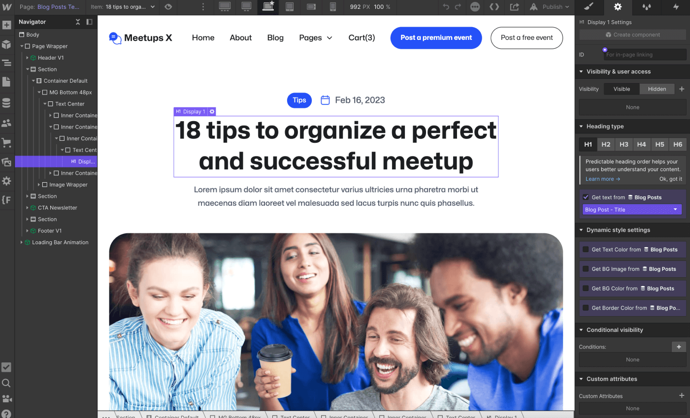 CMS Page - Meetups X Webflow Template