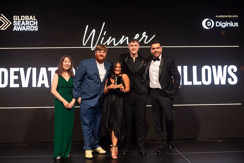 The Deviation team pose with their GSA for Best Use of Social Media in a Search Campaign (Small).