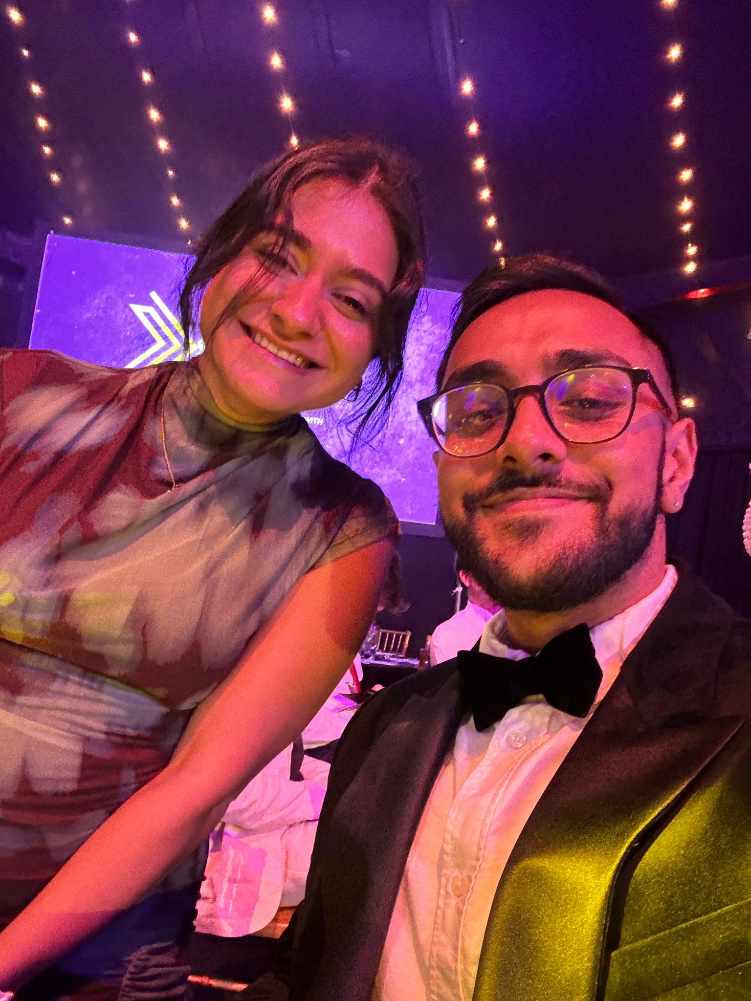 Deviation team members, Maaria and Shahan, pose for a photo at the UK Search Awards 2025.