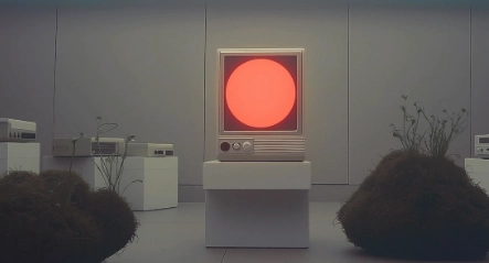 Retro tv in a futuristic room