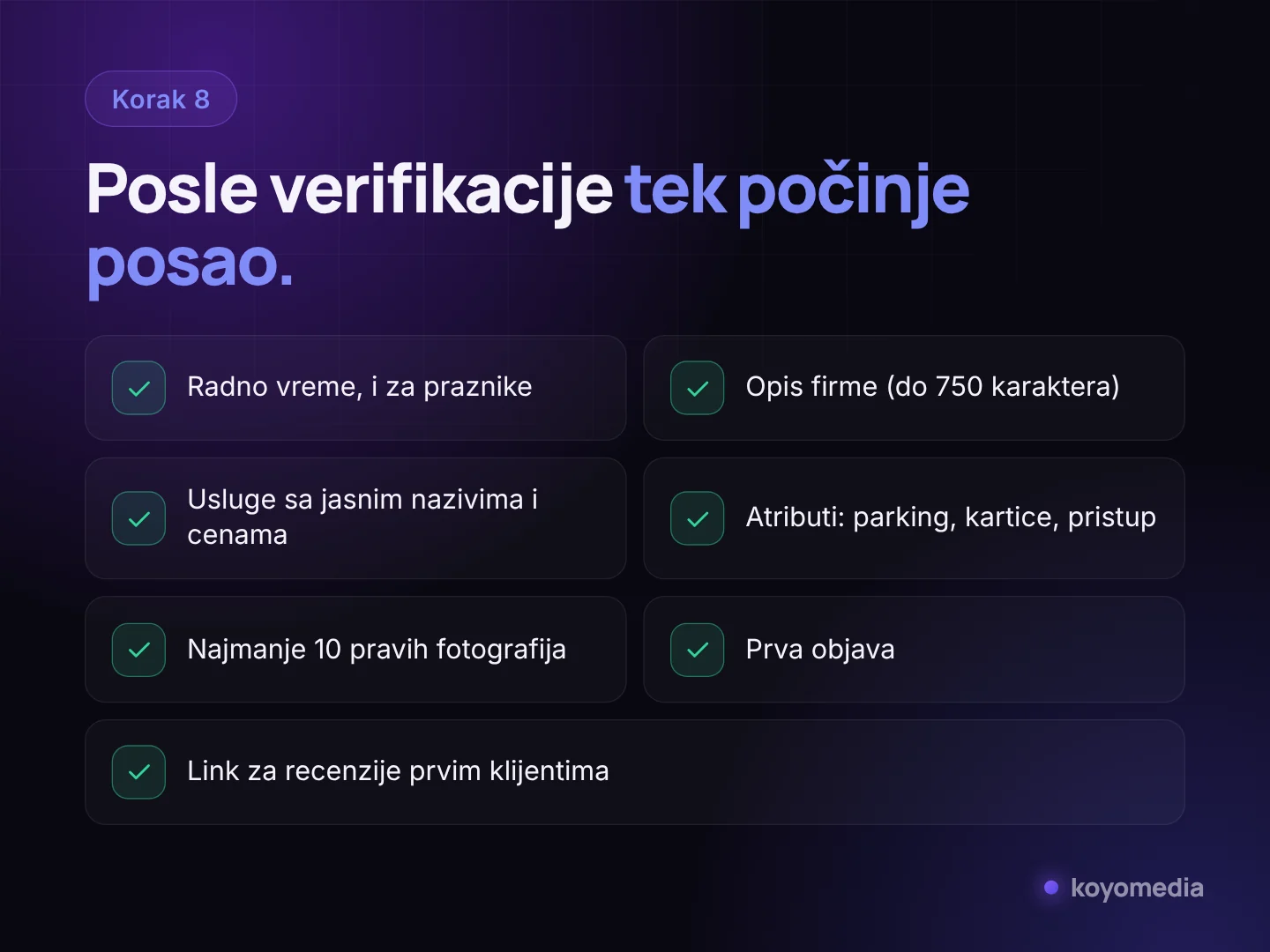 Šta popuniti na Google profilu odmah posle verifikacije