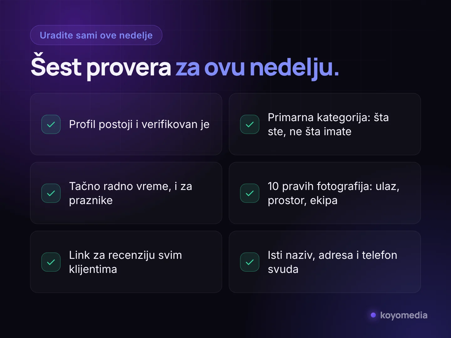 Šest stvari koje firma može sama da proveri ove nedelje na Google profilu