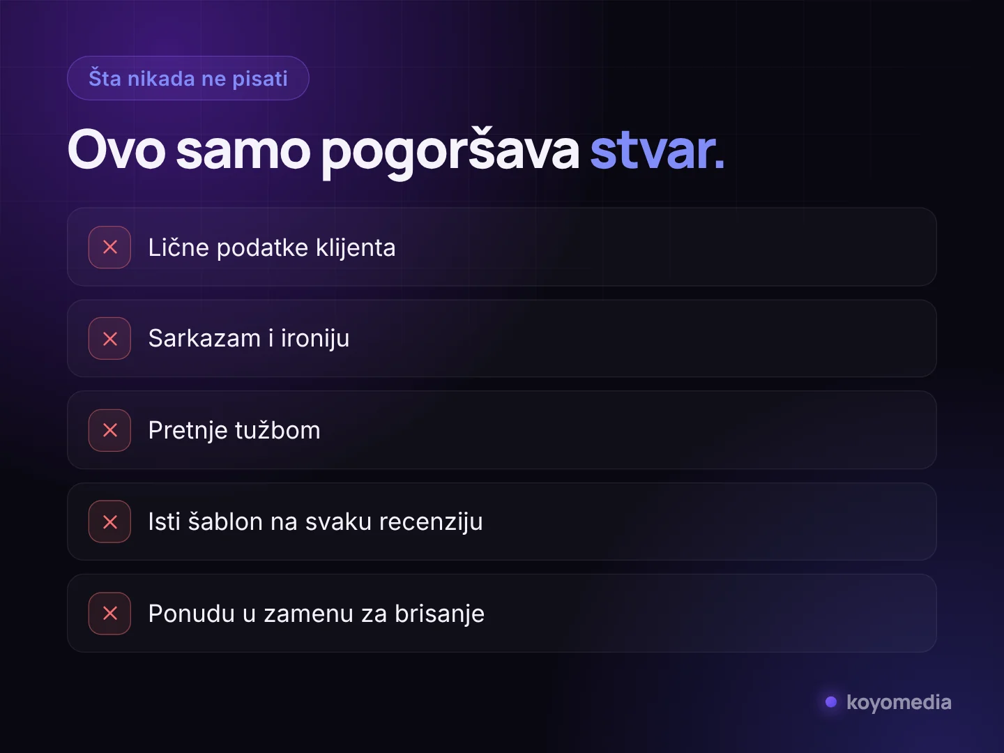 Šta nikada ne pisati u odgovoru na negativnu recenziju