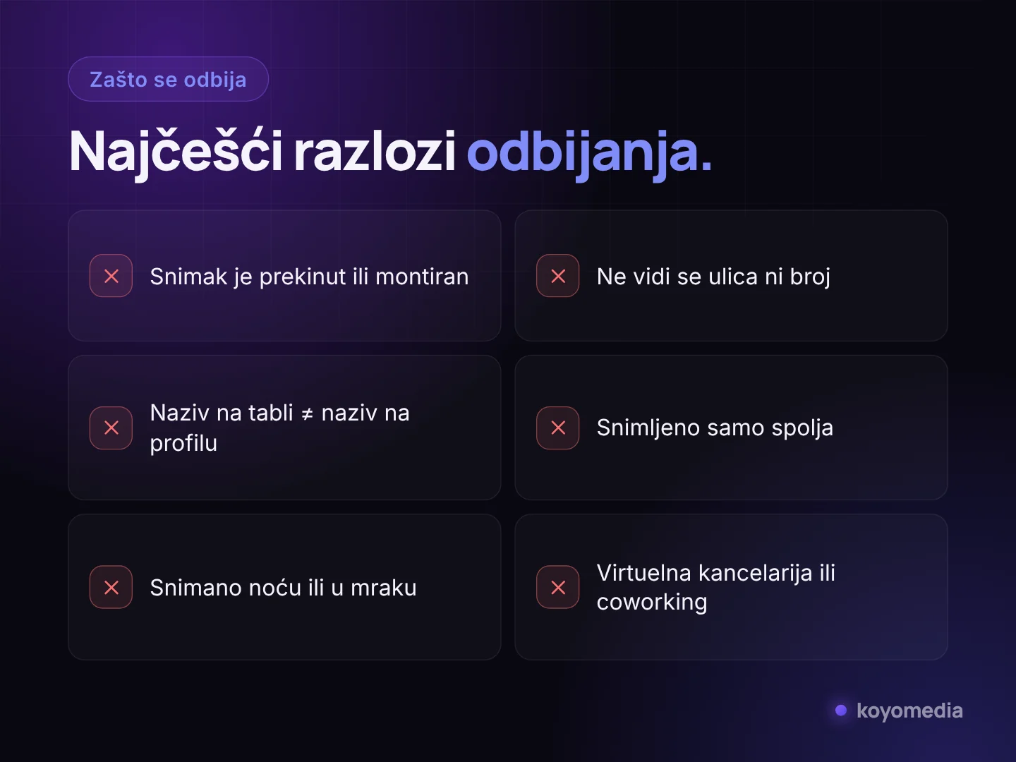 Najčešći razlozi odbijanja video verifikacije Google profila