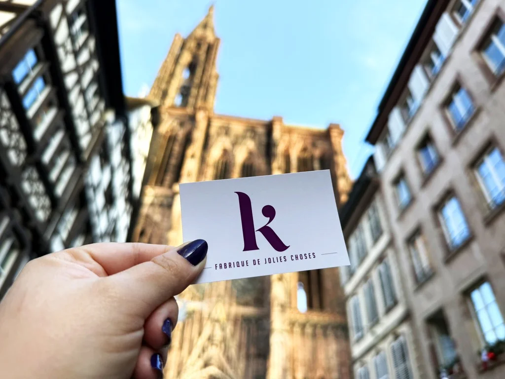 carte de visite la k family avec cathédrale de strasbourg