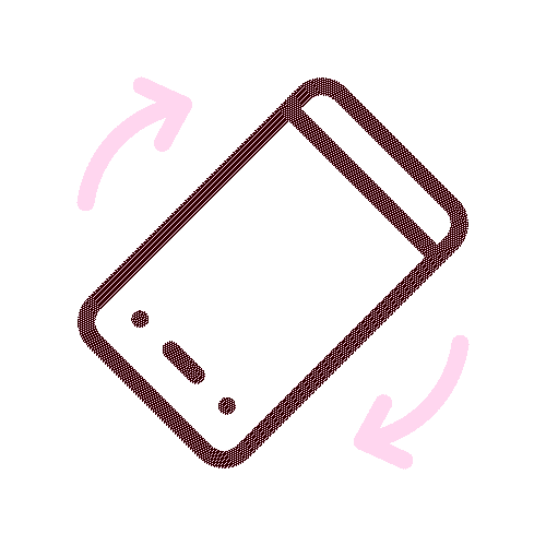 Outline of a smartphone with two curved arrows indicating rotation or turning.