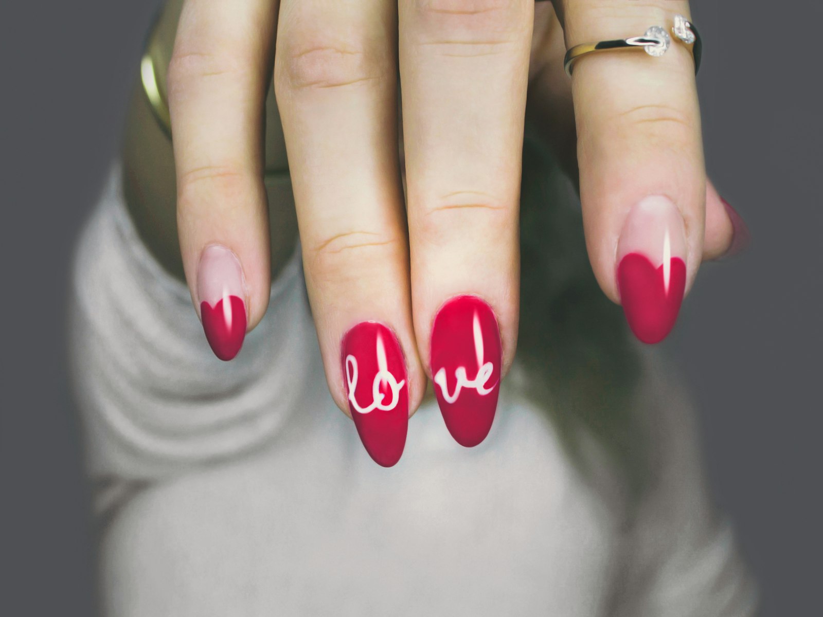 Close-up of a pink manicure