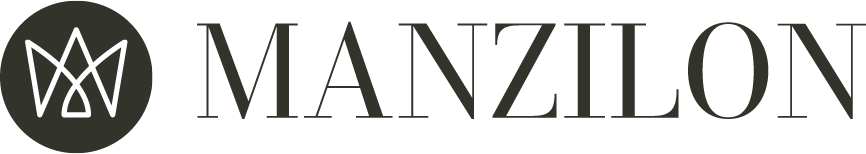 Manzilon brand logo with stylized crown icon in a circle.