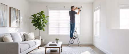 Professional blind and curtain rod installation in Calgary home. | Quickfix Handyman Inc.