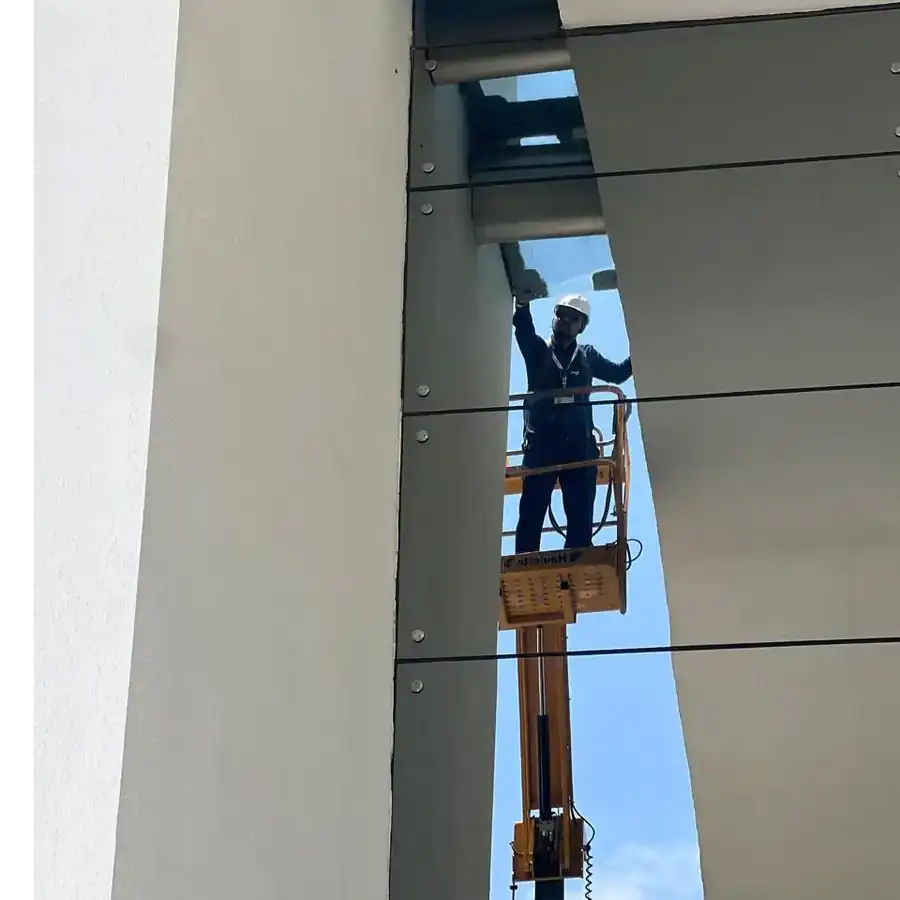 Structural engineer wearing safety helmet and protective gear at a construction site