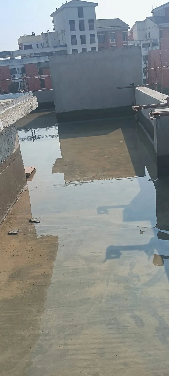 Rooftop water ponding test and terrace slab waterproofing in Chennai