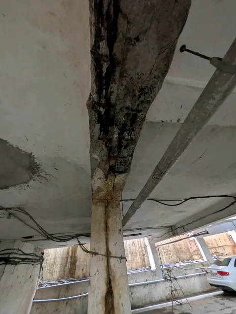 Severe beam spalling