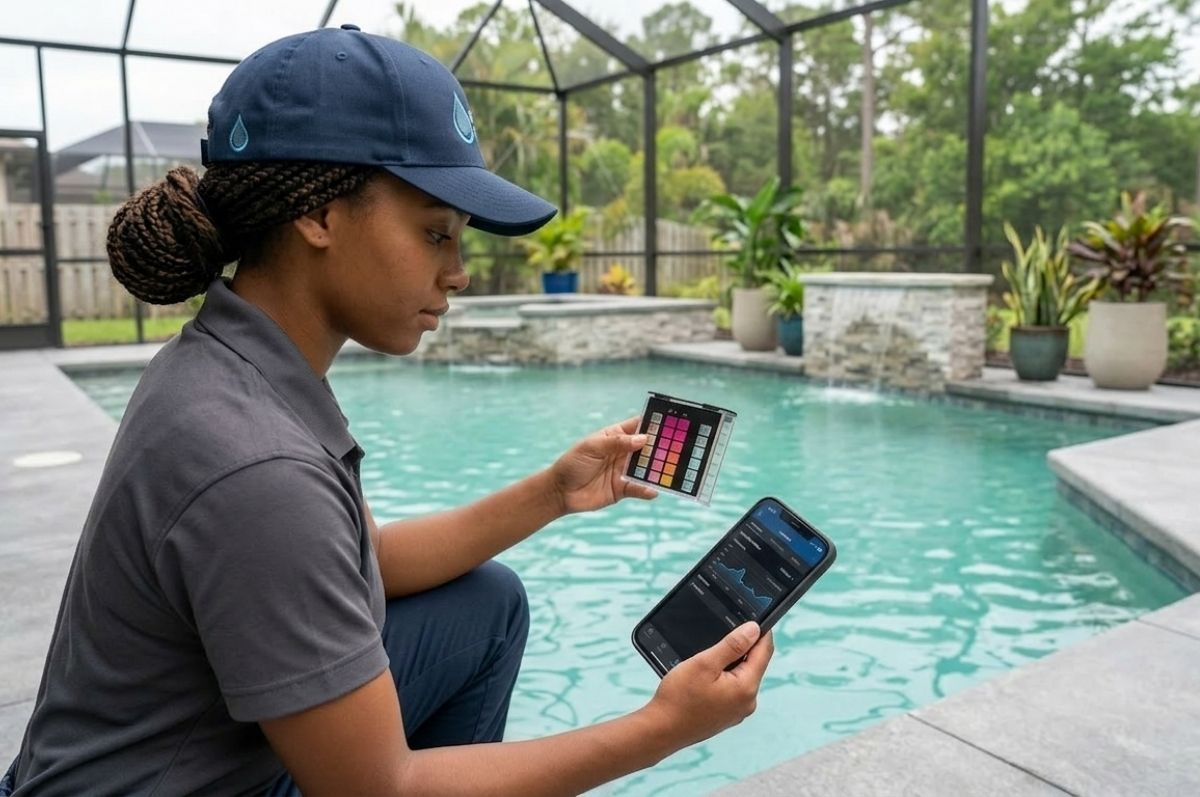 Pool technician at work