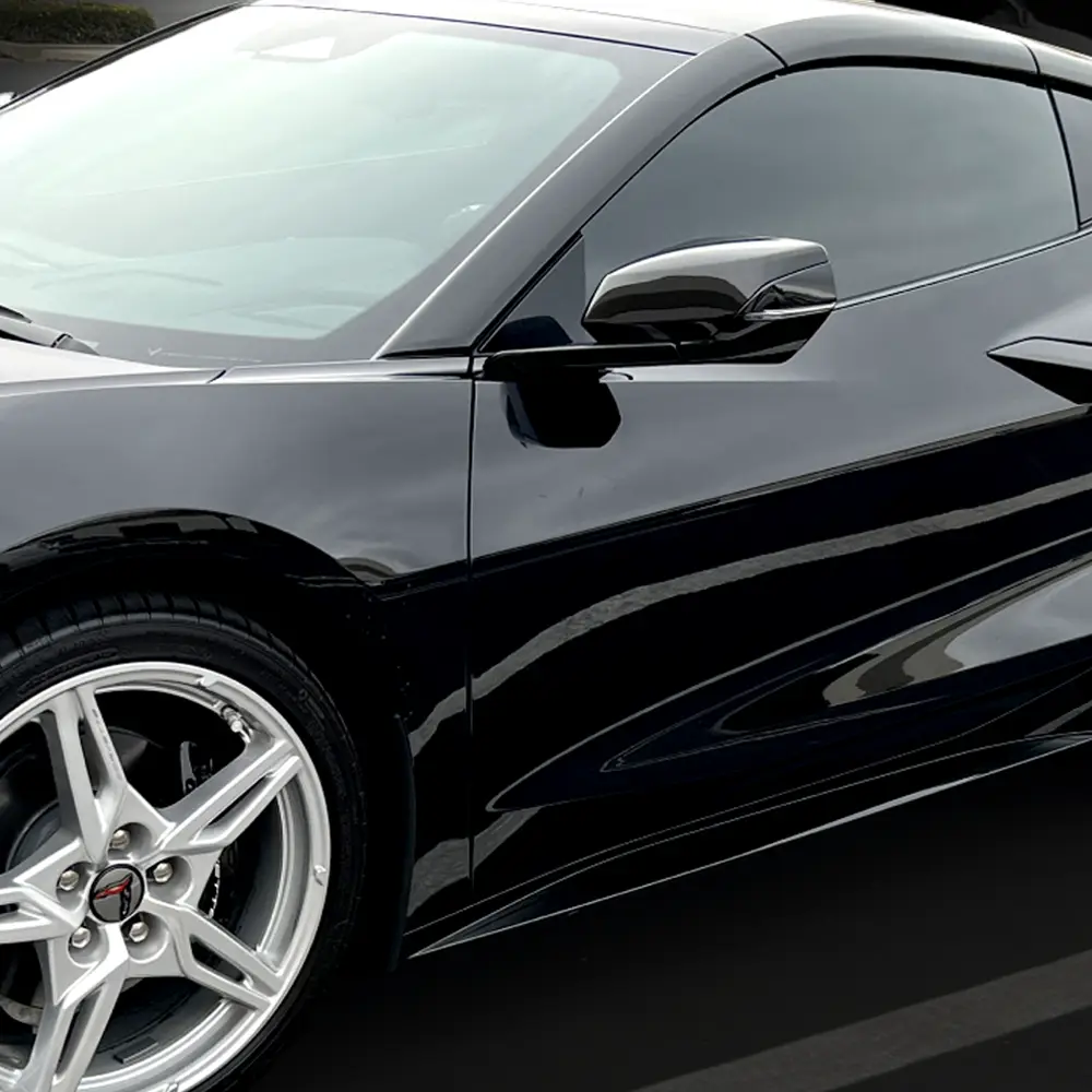 Image of a before and after window tint.