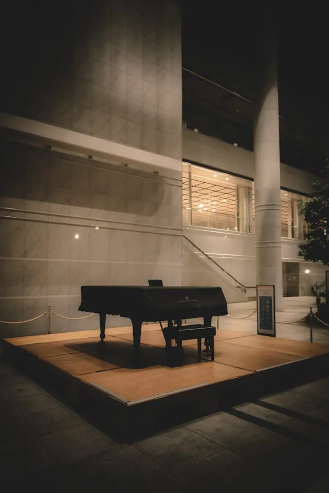 A piano in the spotlight